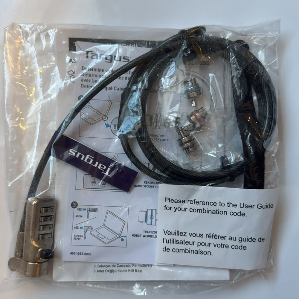 Targus DEFCON 3-in-1 Universal Serialized Combo Cable Lock NWT